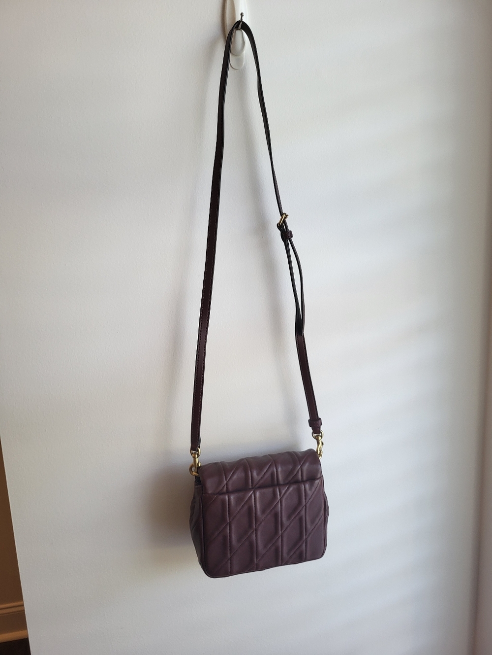 Coach Times Square Tabby 17 Quilted Shoulder Bag in Burgundy with Gold Hardware - Picture 5 of 13